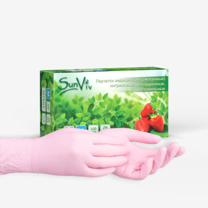 Перчатки «SunViv»® нитриловые розовые ZN 316